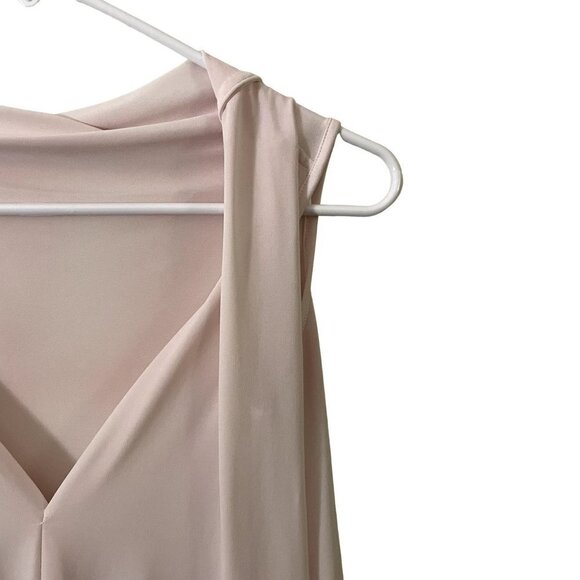 Maly sleeveless powder pink high low ruffle top summer v-neck business casual - Picture 2 of 7